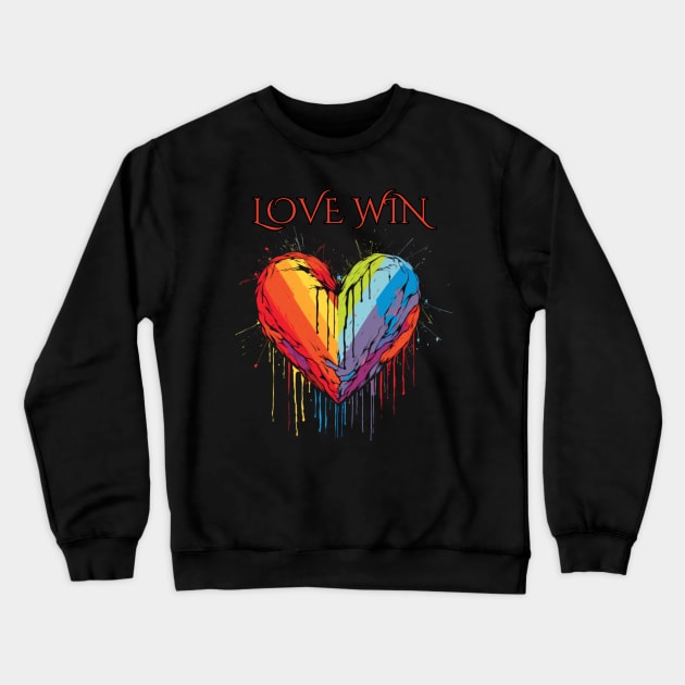 Love Win, LGBT Heart, pride month, minimalistic, queer Crewneck Sweatshirt by Pattyld